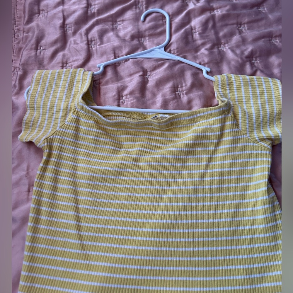 Yellow and White H&M Striped Top
